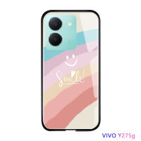 โทรศัพท์มือถือ Y27เคสสำหรับ Vivo 5G OPPO A78 4G แฟชั่นหรูหราสีรุ้งยิ้มเคสโทรศัพท์กระจกเทมเปอร์เรียบเคสกันกระแทก