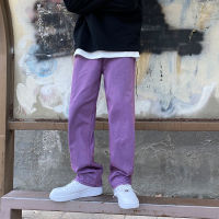 Japanese Men Jeans Fashion Purple Green Loose Straight Vintage Casual Streetwear Skateboard Dance Denim Cargo Baggy Pants