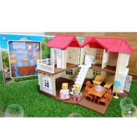 ของเล่นเด็ก บ้านตุ๊กตากระต่ายและหมีน้อย  Happy Family พร้อมเครื่องตกแต่งบ้าน สห38009