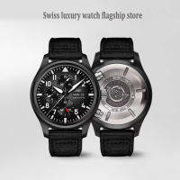 【COD】Swiss Mens Business Watch, Chronograph, Mens Watch, Luxury Brand, All Black Ceramic dial 44.5mm, ปฏิทิน, นาฬิกาผู้ชายกันน้ํา