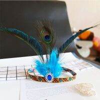 Halloween decoration Womens peacock tail feather headband simple headband for theatrical performances and performing arts props feather hair accessories for girls