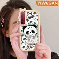 YIWESAN เคสสำหรับ Huawei Nova 7 Pro เคสการ์ตูนน่ารักแพนด้าสีสันสดใสเลนส์กล้องถ่ายรูปแบบนิ่มสัตว์ประหลาดตัวเล็กๆเคสมือถือกันกระแทกแบบใสป้องกันซิลิโคนเรียบง่ายปลอกความคิดสร้างสรรค์โปร่งใส