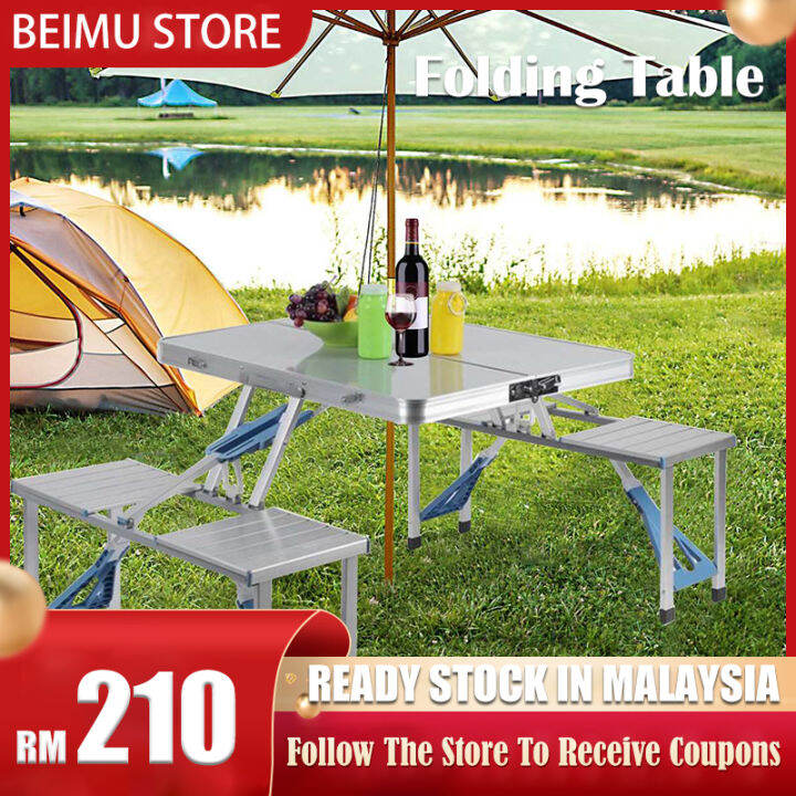 BEIMU Aluminium Folding Picnic Table Lightweight Outdoor Folding Tables