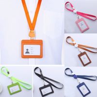 VXJKQN Simple PU Leather School Office Supplies Lanyard High Quality Badge Holders With Reel Clip ID Holders With Neck Strap Credit Card Holders Retra