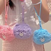 HEZHANG Dompet Koin การ์ตูน Care Bear ข้อมือกระเป๋าตุ๊กตาหมีสายรุ้ง Pouch Koin ตุ๊กตากระเป๋าสตางค์ขนาดเล็กขนาดเล็ก