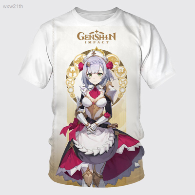 2023 Genshin Short Sleeve Casual T-shirt, Printed Pattern, Summer Mens Wear Unisex