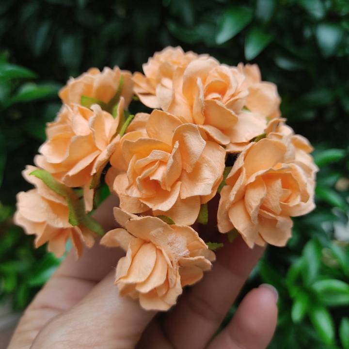 10-ดอก-ดอกไม้กระดาษ-ดอกกุหลาบ-30-35-mm-ดอกไม้ประดิษฐ์-ดอกไม้กระดาษสา