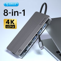 ORICO Transparent Type C อะแดปเตอร์ USB ชนิด C เป็น4K30Hz HDMI-Com PD100W เอสดีทีเอฟ USB USB 3.0ฮับตัวแยกสำหรับ MacBook