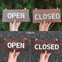 [FudFudAR] ฝุด-ฝุด-อะ ป้ายเปิด-ปิด แบบที่ 6 I Open Closed Sign I ผลิตจากไม้สน ย้อมทำสีไม้โอ๊ค ใช้งานได้ทั้ง 2ด้าน  สไตล์มินิมอล สไตล์วินเทจ minimal vintage