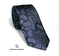 Giorgio Del Sarto Silk Necktie 6.5 cm Blue-grey with Fabric Texture เนคไทสีเทามีเท็กเจอร์