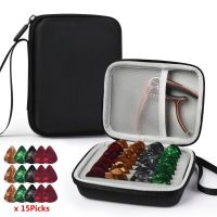 Guitar Pick Holder Box Large Capacity Bag With 15 Guitar Picks Support Strings Capos Guitar Accessories Organized Holder Case