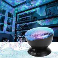 Rhythm000 LED Ocean Projector พร้อมลำโพงขนาดเล็ก สาย USB 1.2 ม. ไฟฉายภาพสีสันสดใส รองรับการ์ดหน่วยความจำและพอร์ต 3.5 มม