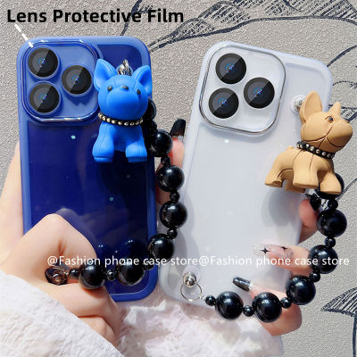 เคสโทรศัพท์ Realme C53 C55 NFC C33 C30 C35 Phone Case เคส Realme 10 10Pro 10 Pro+ Plus 4G 5G ฟิล์มป้องกันเลนส์ในตัวสร้อยข้อมือรูปบลูด็อกฟิล์มป้องกันสีทึบซองนุ่มใส2023