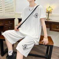 【July hot】 suit mens summer trendy brand loose large size running casual short-sleeved two-piece set 1/2 selection