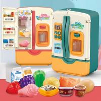 Childrens Pretend Play Kitchen Simulation Refrigerator Toy Set House Puzzle Early Education Double-door Refrigerator Toy Gift