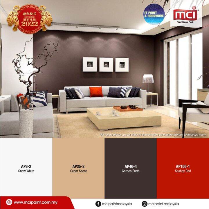 GARDEN EARTH] 1 Liter MCI BAOMA OPTISHEEN BLUE I GOLD Kilat Easy Clean Matt  Interior Wall Paint Warna Koko Gelap | Lazada