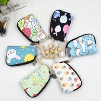 Key Bag For Women Korean Large Capacity Cute Zipper Coin Purse Card Bag Simple Canvas Compact Fabric Car Key Cover 【OCT】