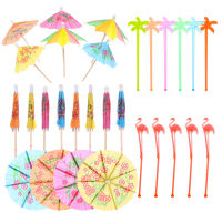 Jiam Flamingo ค็อกเทล Stirrers ไม้คนเครื่องดื่มร่มกระดาษ Sticks สำหรับเครื่องดื่ม Weddi