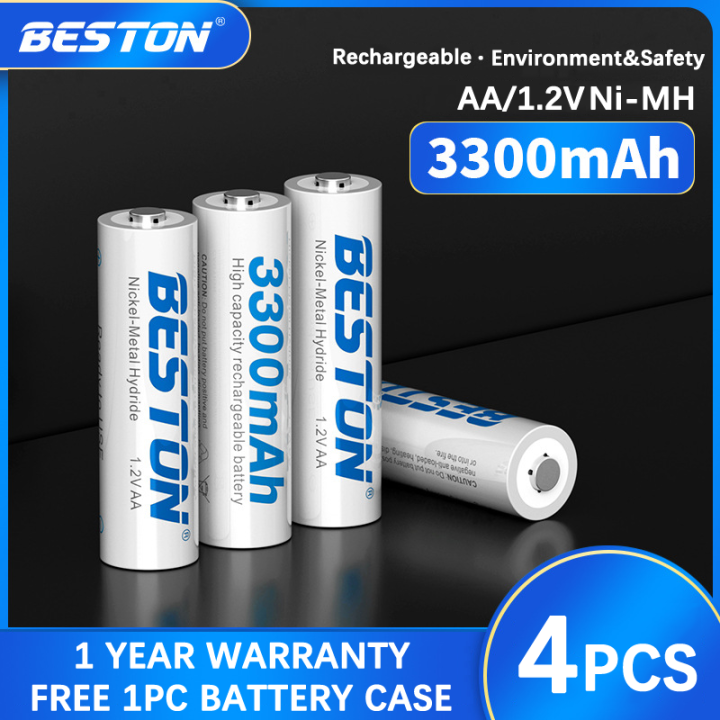 Beston Original Rechargeable Battery AA 1.2V Ni-MH 3300mAh 4pcs Cells ...