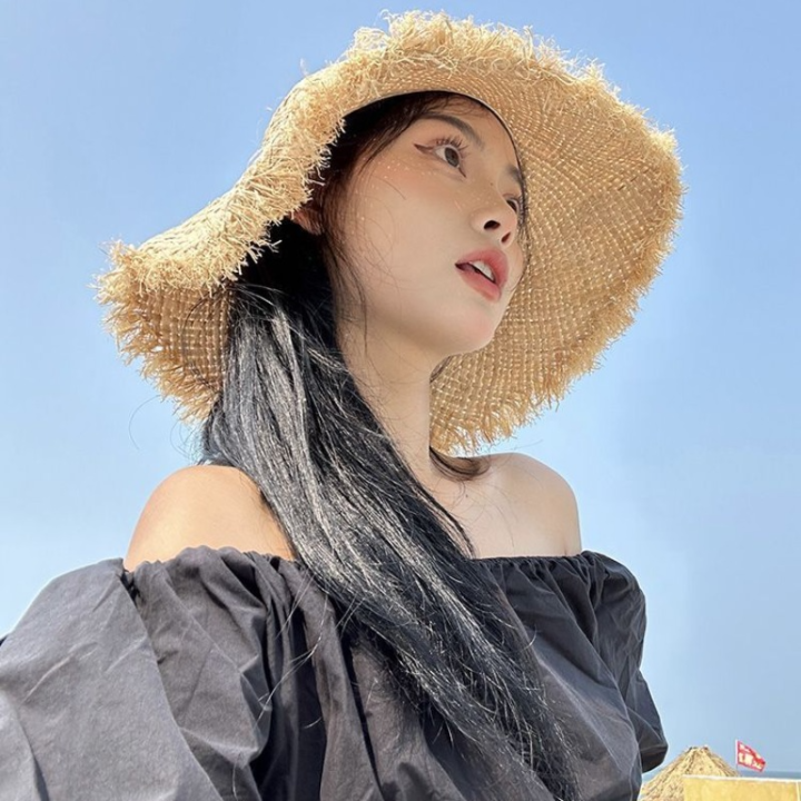 ฤดูร้อนธรรมชาติ-r-affia-หมวกฟางขนาดใหญ่ปีกกว้างหมวกดวงอาทิตย์สำหรับผู้หญิงปานามาสุภาพสตรี-anit-uv-ท่องเที่ยววันหยุดสีเบจบีชฟลอปปี้หมวก