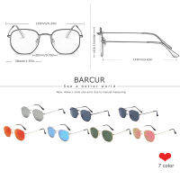 Barcur แว่นตากันแดดสะท้อนแสง CLASSIC Man Minimalist stainlesss STEEL แว่นตา Sun แว่นตาผู้หญิง oculos de Sol