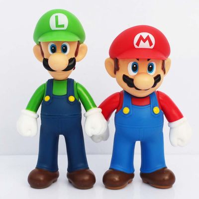 YJF0079ของเล่นตัวการ์ตูนสำหรับเด็ก Luigi เครื่องประดับบ้านของตกแต่งเดสก์ท็อปคอลเลกชันเห็ดหุ่นแอคชั่นหุ่นของเล่น Super Mario Bros. ของเล่นโมเดล