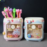 [COD] Cartoon Pig Holder Children Students Desk Stationery Storage Artifact Large Capacity