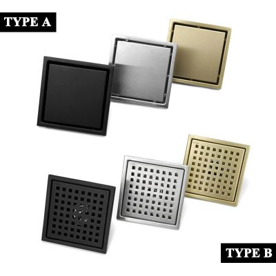 Black SUS304 Stainless Steel Shower Drain Bathroom Floor Drain Tile Insert Square Anti-odor Floor Waste Grates 15CM Brushed Gold  by Hs2023