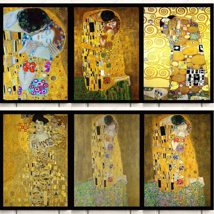 the-kiss-adele-bloch-bauer-โปสเตอร์-retro-ที่มีชื่อเสียง-gustav-klimt-ภาพวาดผ้าใบ-hd-พิมพ์ภาพผนังศิลปะสำหรับห้องนั่งเล่นตกแต่งบ้าน
