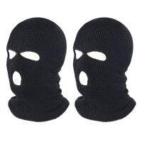 2X Full Face Cover Ski Mask Hat 3 Holes Balaclava Windproof Knit Beanies Bonnet Winter Warm Unisex Caps Black