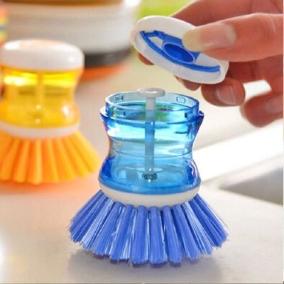 hot【DT】✕☇❆  Cleaning 2 In 1 Handle Cleaing With Removable Sponge Dispenser Dishwashing Tools