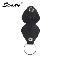 SOACH 1 piece guitar picks case coin purse Black Faux Leather Key Chain Style Guitar Picks Holder Plectrums Case Bag Key ring