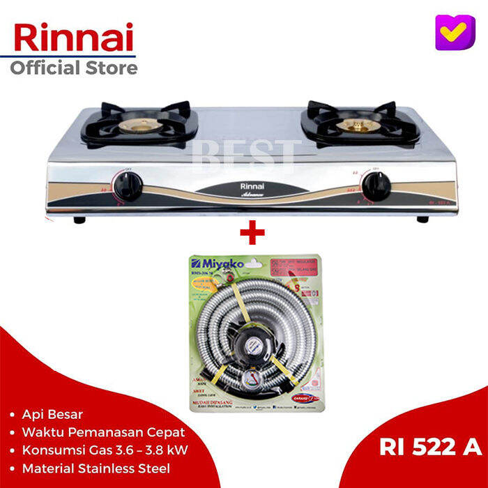 Kompor Gas Rinnai RI 522A Kompor 3 Tungku Api Lilin Stainless Steel Kompor  Grill Plate Rinnai RI522A RI 522 A | Lazada Indonesia