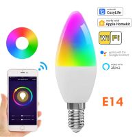 Homekit E14หลอดแอลอีดีอัจฉริยะหลอดไฟ RGB + CW หรี่แสงได้สี Cozylife APP ควบคุมทำงานร่วมกับ Alexa Google Siri