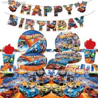 ❍☏ Racing Hot Wheels Birthday Party Tableware Kit Napkins Plates Tablecover Bundle Birthday Party Supplies Cartoon Car Party