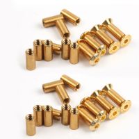 10Pieces M4 Gold Knife Handle Bolt Rivets Scale Screws for DIY Knife Handle Making Material Fastener Nut Flat Hex Head Screws