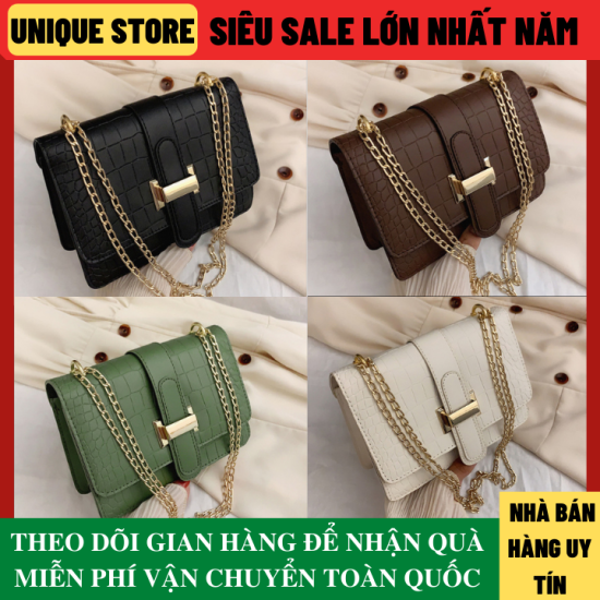 Túi đeo chéo, đeo vai nữ - túi đeo khoá chữ h vân cá sấu thiết kế thời - ảnh sản phẩm 1
