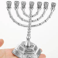 VORCOOL Candle s Menorah 7 สาขา Menorah Metal ศาสนา Menorah Temple Holder