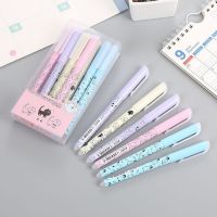 12Pcs/Set Cute Cat Erasable Pen 0.38mm Washable Magical Gel Pen Black Ink Refills Kids School Stationery Office Accessories