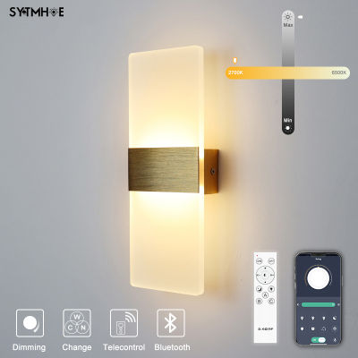 Dimming Indoor Wall Light Led App Remote Control Modern Bedroom Wall Sconce Lighting Decor 12W Living Room Acrylic Wall Lamp