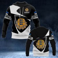 Estonia Flag and Emblem Pattern Hoodies For Male Loose Mens Fashion Sweatshirts Boy Casual Clothing Oversized Streetwear