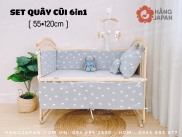 Bộ quây cũi vải kèm ga chun bọc đệm cho bé mẫu hình vương miện