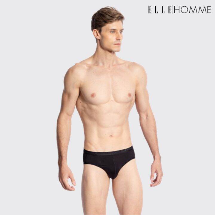 elle-homme-แพ็ค-3-ชิ้น-กางเกงในทรง-brief-ขอบเล็ก-ไม่รัดเอว-ทอโลโก้-elle-ใส่สบาย-แห้งเร็ว-ไม่อับชื้น-kub7925