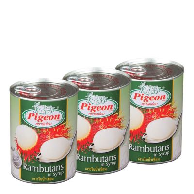สินค้ามาใหม่! นกพิราบ เงาะในน้ำเชื่อม 540 กรัม x 3 กระป๋อง Pigeon Rambutan in Syrup 540 g x 3 Cans ล็อตใหม่มาล่าสุด สินค้าสด มีเก็บเงินปลายทาง