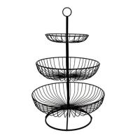 Household 3 layer fruit plate countertop metal fruit basket black retro style tray rack storage basket