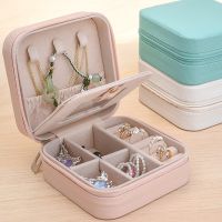 Portable Jewelry Organizer With Mirror Display Travel Jewelry Case Boxes Locket Necklace Box Leather Storage Earring Ring Holder