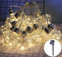 ไฟพลังงานแสงอาทิตย์ หลอดไฟ LED String 5 M 10 Bulbs ไฟนางฟ้าโคมไฟกลางคืนกลางแจ้ง ตกแต่งสวนกันน้ำ ไฟสายคริสต์มาส โทนแสงสีวอมไวท์/ขุนเขาการ์เด้น