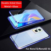 เคส Hp Reno8Pro Oppo + Reno 8 7Z 8Z Reno7 7 Pro Reno8 Z 4G 5G เคสโทรศัพท์ฝาพับกระจกสองด้านกันชนโลหะฝาแข็งป้องกัน ° 360เต็มรูปแบบ