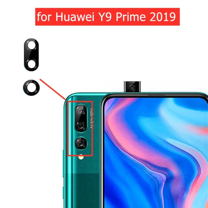 2ชิ้นสำหรับ Huawei Y9นายกกระจกกล้องมองหลังเลนส์กระจกกล้องถ่ายรูปหลังพร้อมกาว3ม. สำหรับ Huawei Y9อะไหล่การซ่อมที่สำคัญ