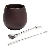 hotx【DT】 Yerba Gourd Mate Set Wood Cup with Bombilla 200ML